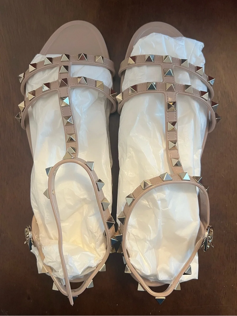 Valentino Rockstud Nude/Taupe Gladiator Sandals